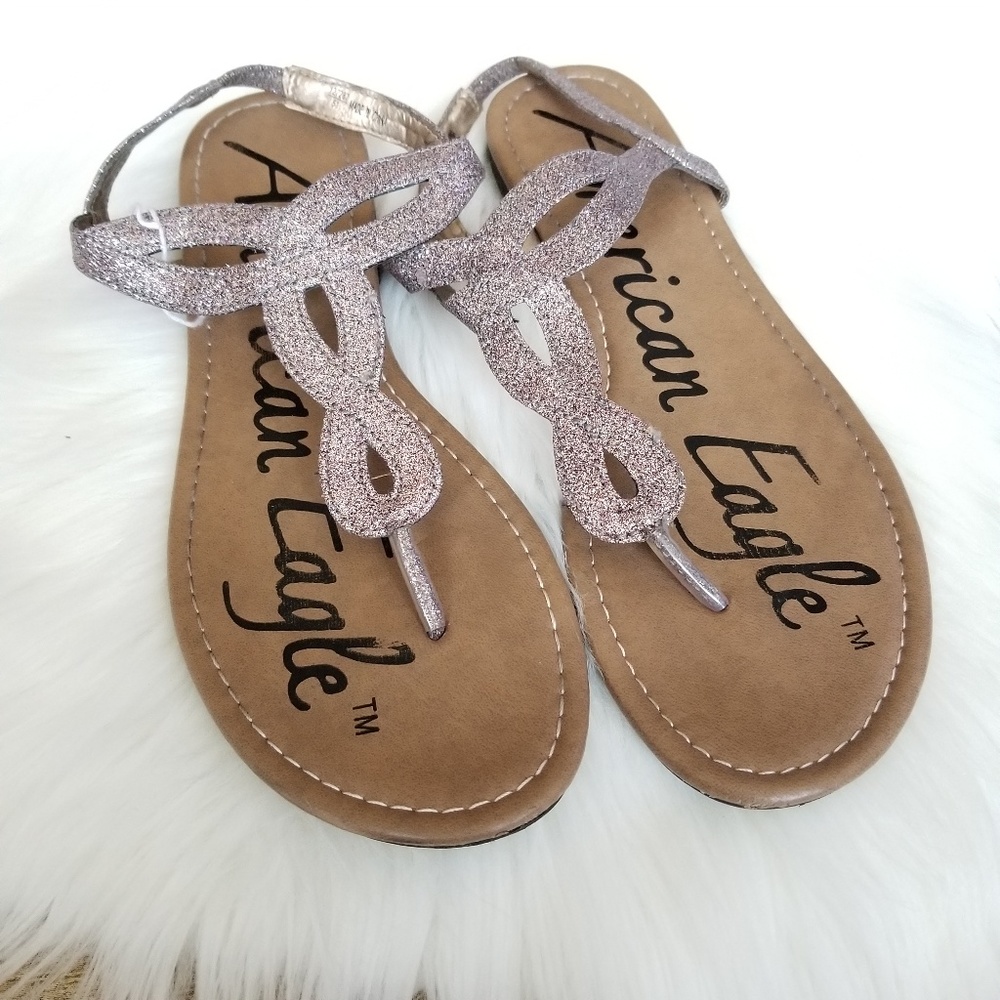 AMERICAN EAGLE T FRONT GLITTER CASUAL FLATS 10